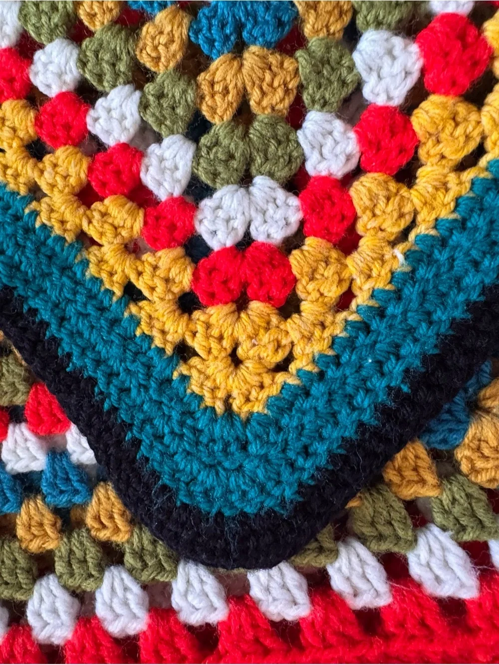 Handmade Crochet Granny Square Afghan Throw Blanket 40x58 Boho Retro